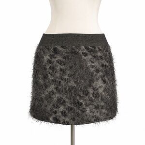 Ya Los Angeles Fuzzy Textured Knit Mini Skirt Black Gray Size M